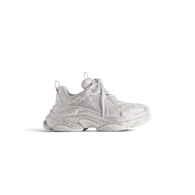 BALENCIAGA WOMEN'S TRIPLE S SNEAKER WITH RHINESTONES IN LIGHT GREY 524039W2TST1100